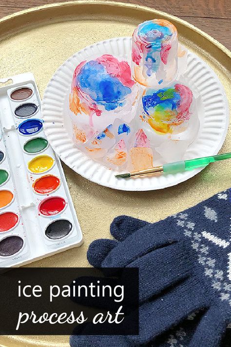 Ice Painting Process Art Project for Kids - Fantastic Fun & Learning Ice Painting For Toddlers, Fall Leaf Art Projects, Painting Ice, Ice Theme, Stream Ideas, Winter Theme Preschool, Ice Painting, Craft Recipes, Summer Art Projects