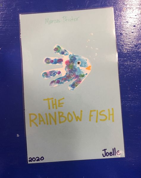 Rainbow Fish Handprint, Rainbow Fish Decorations, Rainbow Fish Craft Toddlers, Rainbow Fish Art Preschool, Rainbow Fish Art Project, The Rainbow Fish Craft, Rainbow Fish Activities For Preschoolers, Rainbow Fish Craft Preschool, Fish Handprint Art