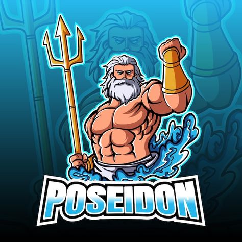 Poseidon With Trident, Neptune Trident, Poseidon Trident, Land Turtles, Nautical Logo, Trident Logo, Mermaid Illustration, Sea Wave, Monochrome Prints