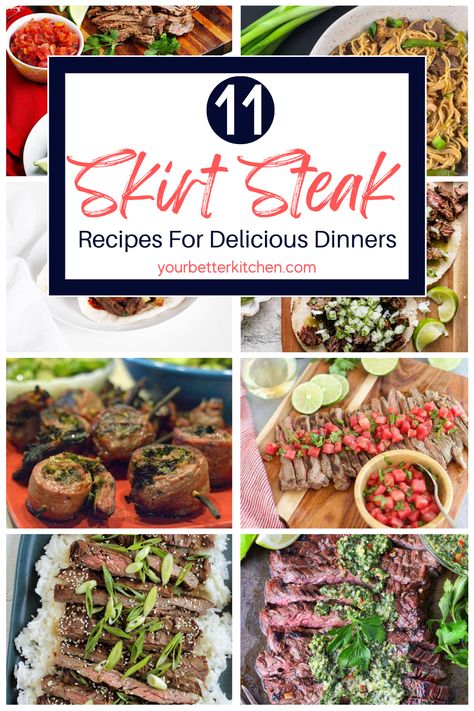 Pioneer Woman Skirt Steak Dinner Kit, Skirt Steak Recipes Stove Top, Stuffed Skirt Steak Recipes, Beef Skirt Steak Recipes, Skirt Steak Dinner Ideas, Skirt Steak Dinner, Flank Steak Salad, Cuts Of Steak, Marinated Skirt Steak