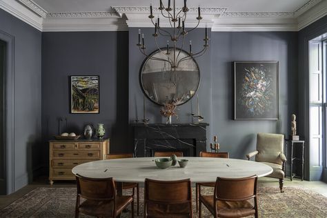 6 ways to decorate with Farrow & Ball Down Pipe, a dramatic black paint Dining Room Colour Schemes, Dark Interior Design, Dining Room Floor, Moody Interiors, Farrow And Ball Paint, No 26, Classic Interior Design, Farrow And Ball, Best Paint Colors