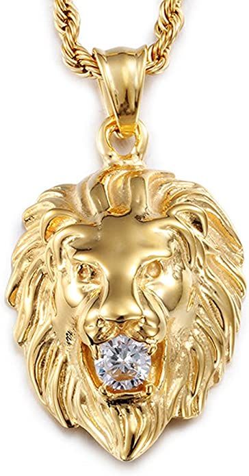 Lion Pendant Gold, Gold Necklace For Men, Lion Necklace, Lion Pendant, Big Necklace, Gold Lion, Small Necklace, Mens Necklace, Necklace White