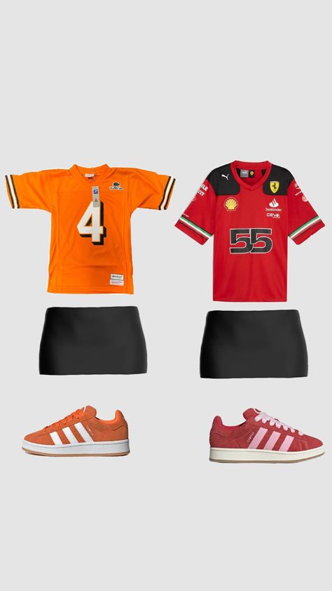 f1 outfit inspo #f1outfit #wagsoutfit #ln4 #cs55 #landonorris #carlossainz #formulaone #outfitinspo #racing #mclaren #ferrari F1 Fits Aesthetic, F1 Jersey Outfit, Silverstone F1 Outfits, F1 Outfit For Women Mclaren, F1 Outfit Ideas, Ferrari Girl Outfit, Mclaren F1 Outfit, F1 Inspired Outfits, Mclaren Outfit Women