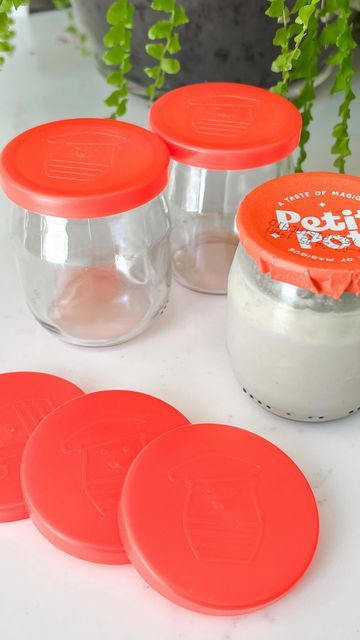 @foundationandflourish on Instagram: "This Week   Did you know that Petit Pot makes plastic lids for their glass jars? A 4 pack for $1.99 + free shipping! Their logo on the lid is too cute! I had been saving their jars because I couldn’t bear to throw them away but I also didn’t know what to do with an open jar with out a lid. Now to decide what to put in them...🤔 Any suggestions?  #homedecor #KitchenHacks #reusereducerecycle #firsthome" Plastic Lids, Kitchen Hacks, Too Cute, First Home, Glass Jars, A 4, Knowing You, Did You Know, Recycling