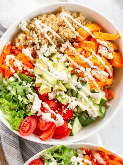 Buffalo Quinoa Bowl, Buffalo Chicken Quinoa Bowl, Buffalo Chicken Bowl, Buffalo Chicken Bowls, Buffalo Chicken Quinoa, Meal Bowls, Grilled Buffalo Chicken, Buffalo Chicken Tacos, Buffalo Chicken Recipes