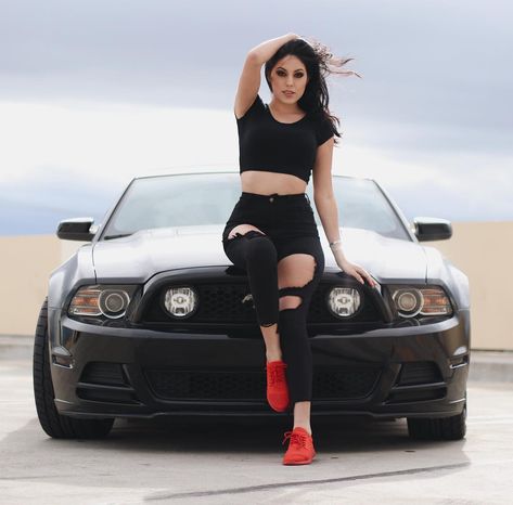 1,217 Likes, 29 Comments - Emily Rose McCloud (@emilymccloud) on Instagram: “Unbreakable 💎 700 hp beaaast : @california_killer5.0 - - - - - - - -…” Lowrider Culture, Girl Cars, Classic Car Photoshoot, Mustang Girl, Car Poses, Girly Car, Model Pose, Mini Car, Mustang Cars