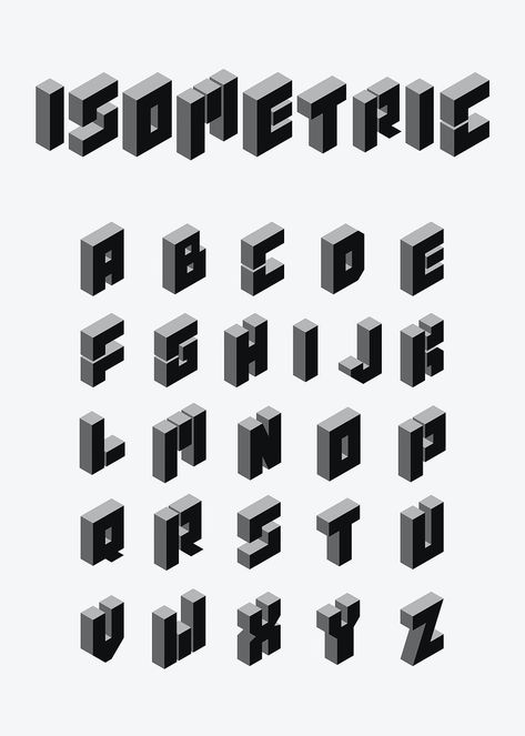 Isometric Alphabet Letters, Isometric Lettering, Isometric Logo Design, Isometric Alphabet, Isometric Logo, Geometric Letters, Cool Fonts Alphabet, A To Z Letter, Geometric Alphabet