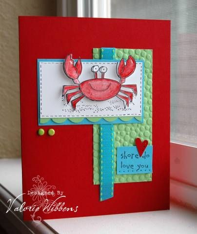 Crab Cards Handmade, Creative Valentine Cards, Seaside Cards, Beachy Cards, Fish Cards, Nautical Cards, Fishing Cards, Beach Cards, Bday Cards