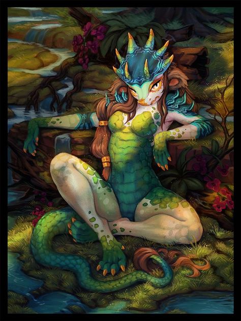 Lizardfolk Character Design, Female Lizardfolk, Anthro Lizard, Lizard People Art, Monster Lizard, Lizard Girl, Monster Girl Encyclopedia, Myths & Monsters, Female Character Concept