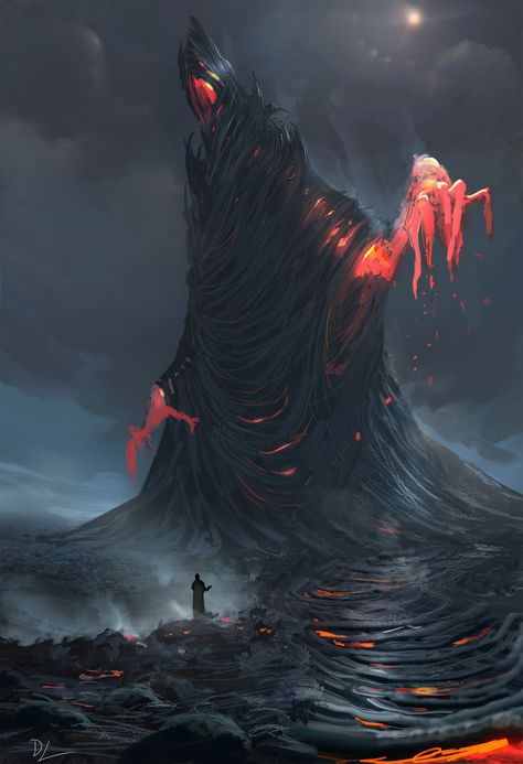 Fire witch by Denis Loebner Lava Monster, Dark Creatures, Art Noir, Floor Wallpaper, Fantasy Magic, 다크 판타지, Monster Concept Art, Fantasy Creatures Art, Fantasy Monster