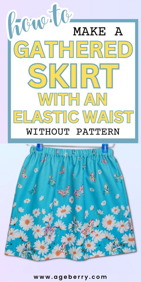 Skirts Diy Easy How To Make, Elastic Waist Skirt Pattern, Womens Skirt Pattern, Custom Skirt, Sewing Tutorials Bags, Elastic Waistband Skirt, Sewing Kids Clothes, Elastic Skirt, How To Make Skirt