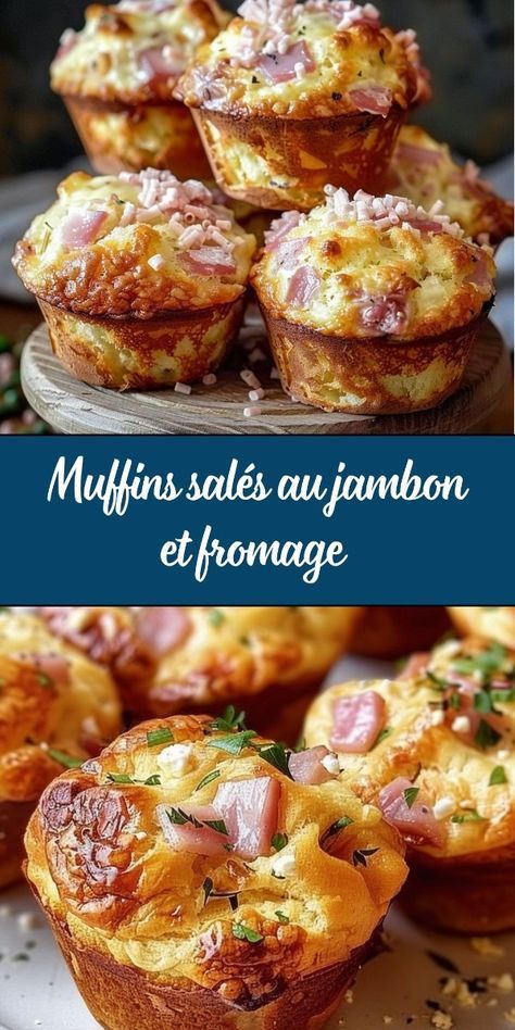 Ces muffins salés au jambon et fromage sont parfaits pour un brunch, un pique-nique ou un apéritif. Moelleux, savoureux et remplis de fromage fondant, ils se préparent facilement et sont idéals pour accompagner une soupe ou une salade. Simples à personnaliser, ces muffins sont aussi délicieux tièdes que froids ! Muffin Sale, Cake Factory, Hors D'oeuvres, Toast, Muffins, Healthy Recipes, Bread, Snacks, Cake