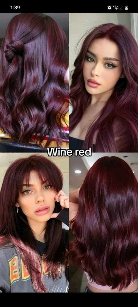 Different Types Of Hair Colors, Blonde Face Framing Highlights Red Hair, Red Hair Color On Brown Hair, Deep Winter Olive Skin, Hair Color Ideas Fair Skin, Moonlight Hair Color, 5rv Hair Color, Deep Maroon Hair, Purplish Red Hair