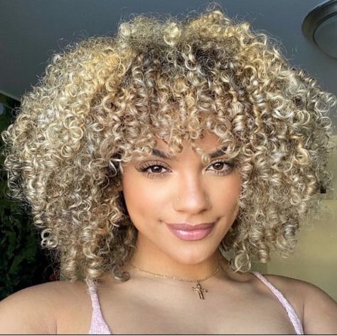 Blonde Afro, Blonde Natural Hair, Curly Synthetic Wig, Dyed Curly Hair, Highlights Curly Hair, Hair Girls, Blonde Curls, Colored Curly Hair, Pelo Afro