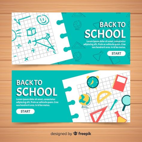 Vector gratuito banners de la vuelta al ... | Free Vector #Freepik #freevector #utilidades #utiles-escolares #lecciones #mochila-escolar Banners, Design