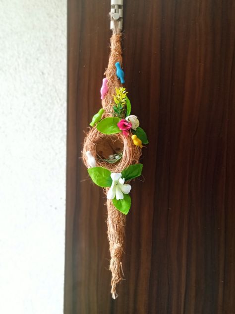 🕊🦜Coconut shell craft 💗Bird nest with coconut husk craft Coconut Husk Craft Ideas, Coconut Shell Crafts, Coconut Husk, Shell Craft, Prize Winning, First Prize, Easy Paper Crafts, Coconut Shell, Shell Crafts