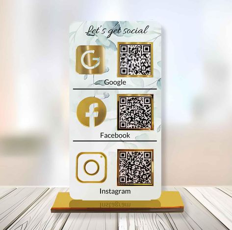 PRICES MAY VARY. Premium Material: Our sign is made of 10.5L x 5.5W inch, 3mm (0.12 inch) thick clear acrylic; This sign has gold and silver mirror bases. This is perfect for any size business and is sure to grab attention for your business. Qr Code Signs: There are a variety of social media to choose from, Instagram, Paypal, Wifi, Venmo, Zcash, Fackbook, Cash App, Twitter, Website, Snapchat,WhatsApp, Zelle and more (Choose three at most). Applicable Occasions: This business scan logo can be use Acrylic Instagram Sign, Qr Display, Flowershop Ideas, Bus Boutique, Salon Promotions, Massage Room Decor, App Social, Spray Tan Business, Scan To Pay