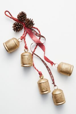 Pinecones and Bells Door Hanger | Anthropologie Bells On Door, Bell Door Hanger, Creative Birthday Ideas, Diy Christmas Door, Anthropologie Holiday, Traditions To Start, Door Bells, Unique Holiday Decor, Birthday Ideas For Her