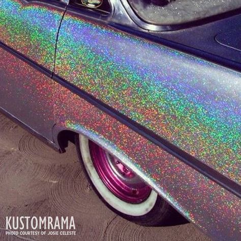 Holographic Paint, Glitter Car, Catty Noir, Old Car, Car Painting, Paint Job, Custom Paint, Kitsch, A Car