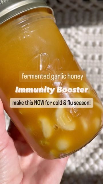 Lindsay O'Donnell on Instagram: "Fermented garlic honey is an amazing immunity booster & probably the easiest thing you could possibly make! Take it all flu season long to keep all the nasty bugs at bay…It tastes super good by the spoonful or can be drizzled on top of your favorite foods! ✨ FERMENTED GARLIC HONEY • Ingredients - Organic garlic cloves - Organic raw honey (I used Manuka) Very gently, “bruise” your garlic cloves to slightly crack them open. Then fill a mason jar half way up wi Honey Garlic For Colds, Honey And Garlic Remedy, Garlic And Honey Remedy, Garlic For Colds, Honey Garlic Immune Booster, Fermented Garlic Honey, Garlic And Honey Benefits, Garlic Honey Medicine, Garlic And Honey For Sore Throat