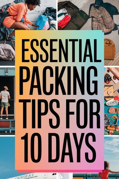 🧳👗 Struggling with overpacking? Explore our expert packing tips for 10 days to learn how to bring just what you need without sacrificing style or comfort. Find out the top essentials for any destination and how to keep your travel wardrobe versatile and fresh! What To Pack For 7 Day Vacation, Packing Essentials List, Ultimate Packing List, Travel Tickets, Packing Essentials, Packing List For Vacation, Packing Checklist, Checked Luggage, Vacation Packing