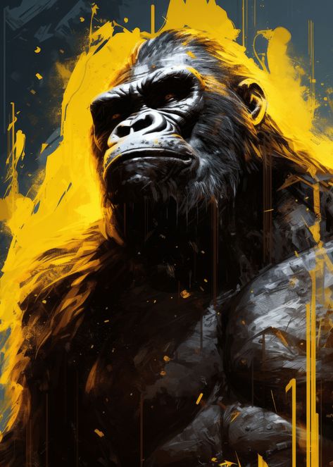 Gorilla design for silverback gorilla lover  #Gorilla #Gorilla Gift #Gorilla Wall Art #Gorilla Displate #Gorilla Poster Silverback Gorilla Art, Gorilla Painting, Gorilla Design, Gorilla Gorilla, Gorillas Art, Silverback Gorilla, Lion Images, Animal Behavior, Mike Tyson