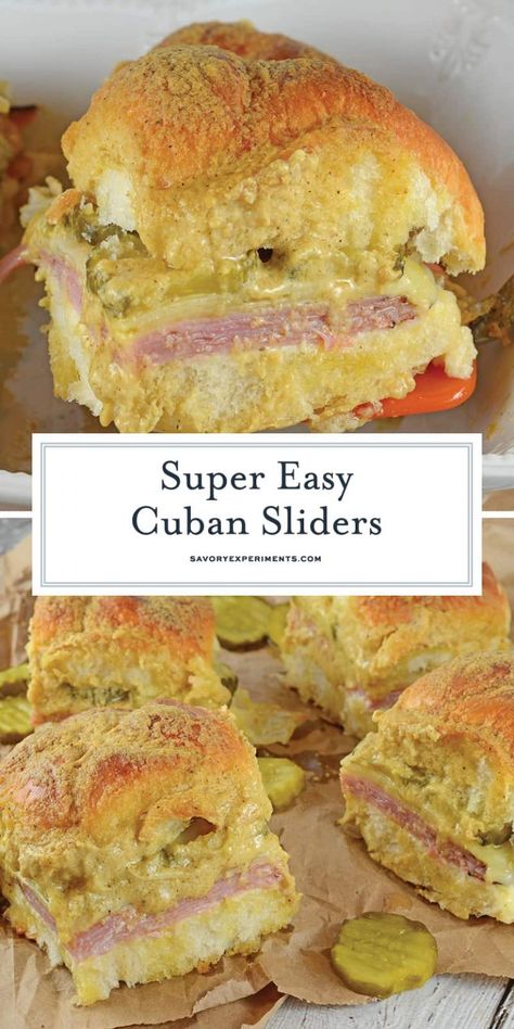 Recipes With Hawaiian Rolls, Pickles And Cheese, Sweet Hawaiian Rolls, Sliders Recipes Hawaiian Rolls, Cuban Sliders, Cuban Sandwiches, Slider Sandwiches, Appetizer Sandwiches, Cuban Sandwich