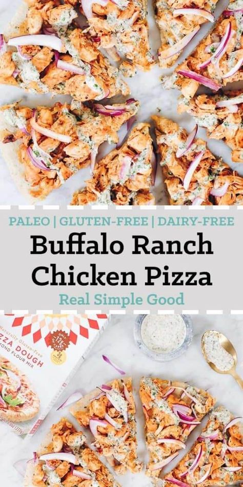 Dairy Free Pizza Recipe, Buffalo Ranch Chicken, Dairy Free Pizza, Simple Mills, Paleo Pizza, Buffalo Chicken Pizza, Buffalo Ranch, Al Capone, Gluten Free Pizza