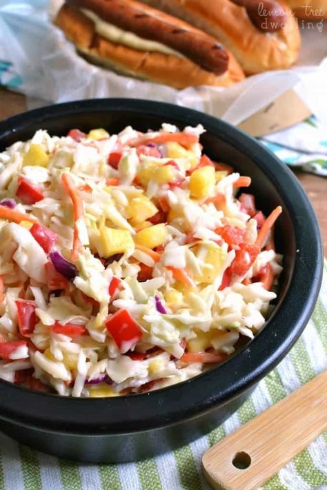 Hawaiian Cole Slaw | | Lemon Tree Dwelling Hawaiian Cole Slaw, Hawaiian Coleslaw, Hawaiian Dishes, Cole Slaw, Slaw Recipes, Coleslaw Mix, Hawaiian Food, Coleslaw Recipe, Salad Side Dishes