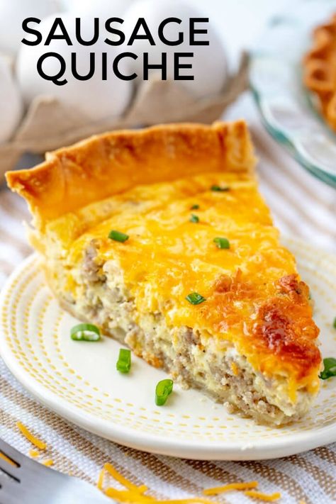 Easy Breakfast Quiche, Quiche With Sausage, Breakfast Quiche Recipe, Sausage Quiche Recipes, Sausage Quiche, Breakfast Baking, Easy Quiche, Breakfast Quiche Recipes, Quiche Recipes Easy