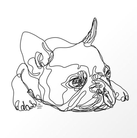 Frenchie Line Art, One Line Animals, French Bulldog Drawing, Drawing Dogs, Draw Cats, Line Drawing Art, French Bulldog Art, Dog Embroidery, The Wanderer