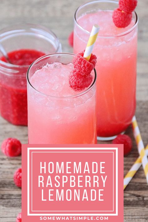 Drinks With Raspberry Syrup, Raspberry Lemonade Concentrate, Rasberry Lemonade, Raspberry Lemonade Recipe, August Activities, Asparagus Rolls, Lemonade Stands, Camping Drinks, Lemonade Concentrate