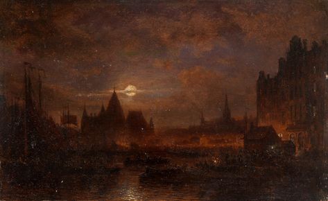 Vintage Artwork, Dark Academia, The Moon, Amsterdam, Laptop, Moon, Water