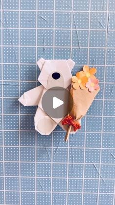 Bear Origami, Origami Bear, Teddy Bear With Heart, Origami Cards, Origami Heart, Paper Collage Art, Origami Art, Friendship Cards, Congratulations Card