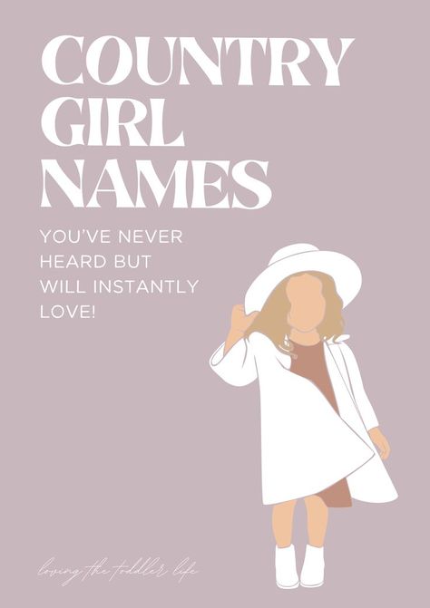 Wanna know the country baby girl names we are seriously crushing on for 2024? This Southern baby names list are the baby girl names that you don't hear every day - whether you love cute baby names, unique baby names, or majorly uncommon baby names, this full list of country baby names with meanings will give you tons of name inspiration for that sweet little one of yours! Cute Baby Girl Names List, Western Baby Names Girl, Cute Girl Names List, Cute Country Names, Baby Names Girl List, Girl Names Ideas, Cute Baby Names Unique