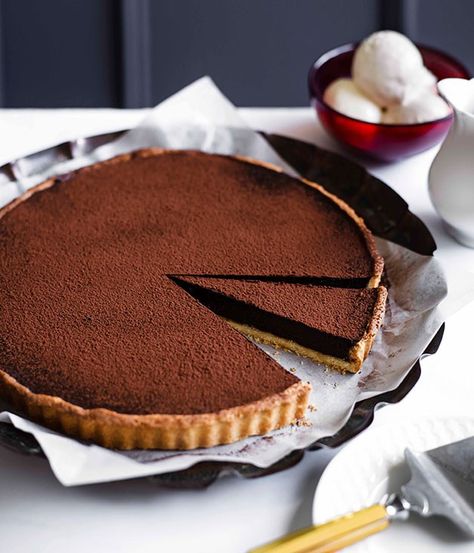 Australian Gourmet Traveller recipe for chocolate tart. Chocolate Tarts Recipe, Chocolate Pastry, French Recipes, Tart Baking, Chocolate Pie, Sweet Pie, Chocolate Pies, Fodmap Recipes, Favourite Food