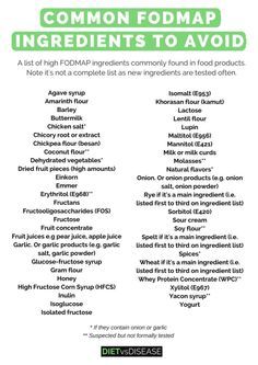 Certain high FODMAP ingredients are commonly added to food products. It’s important you are aware of these if you are following a low FODMAP diet : https://www.dietvsdisease.org/high-fodmap-ingredients-list/ Diviticulitis Diet, Ibs Fodmap, Low Fodmap Diet Recipes, Ingredients To Avoid, Ibs Diet, Fodmap Diet Recipes, Menu Simple, Food Map, Food Intolerance