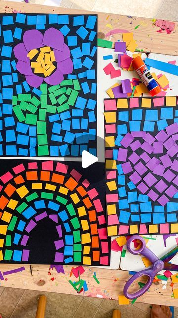 Mosaic Kids Craft, Collage Art For Kids Project Ideas, Collage Activities For Preschoolers, Mosaic Art For Kids Easy, Collage Work For Kids, Paper Mosaic Art For Kids, Mosaic Projects For Kids, Paper Collage Art Ideas Easy, Paper Mosaic Art Ideas