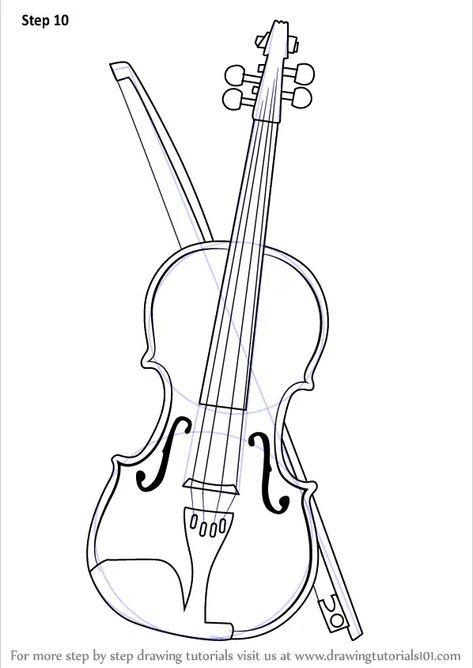 How to Draw a Violin (Musical Instruments) Step by Step Violin Art Drawing, Violin Drawing, Violin Tattoo, Violin Pics, Girl Playing Violin, Musical Instruments Drawing, Violin Art, Violin Design, Pencil Drawing Tutorials