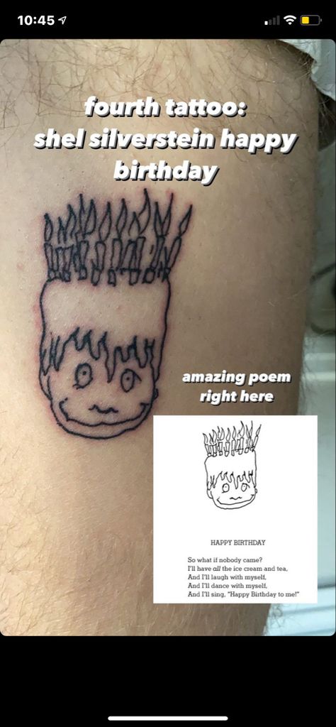 Shel Silverstein Tattoo, Silverstein Tattoo, Poem Tattoo, Shel Silverstein, Best Poems, Singing Happy Birthday, Book Tattoo, Childhood Books, Tattoo Style