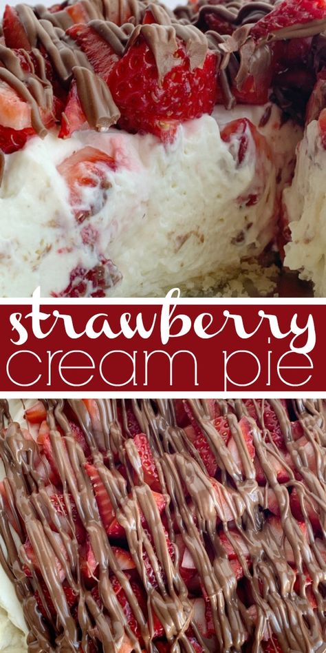 Strawberry Cream Pie Recipe, Strawberry Cream Pie, Dessert Pies, Strawberry Cream Pies, Raspberry Desserts, Recipe Strawberry, Pie Pie, Yoghurt Cake, Strawberry Dessert Recipes