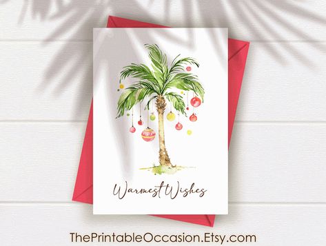 The Printable Occasion - Party Printables: Tropical Christmas Card, Christmas Card, Cute Holiday Card, Christmas Party, Instant Download, Printable Tropical Holiday Greeting Card Tropical Christmas Card, Tropical Christmas Cards, Palm Tree Christmas, Christmas Palm Tree, Business Christmas, Tropical Holiday, Tropical Christmas, Watercolor Christmas Cards, Printable Christmas Cards