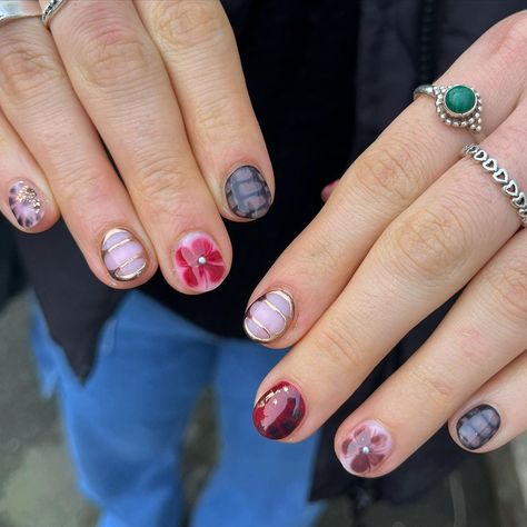 Cool Short Nails, Hello Nails, Hippie Nails, Pretty Gel Nails, Soft Nails, Nail Tattoo, Nail Jewelry, Cute Gel Nails, Kawaii Nails