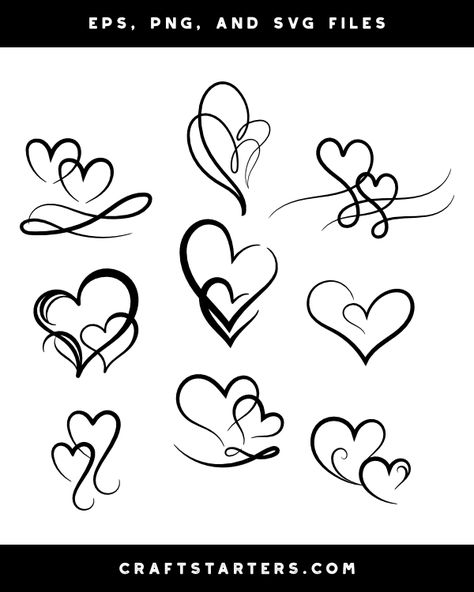 3 Heart Tattoos For Women, 2 Hearts Drawing, Double Heart Drawing, Cool Heart Drawings, Double Heart Tattoo, 3 Hearts Tattoo, Heart Vector Design, Two Hearts One Love, Bible Verse Tattoos