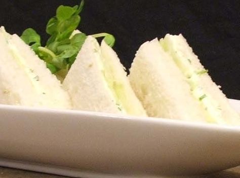 A new variation on a traditional cucumber tea sandwich! Small Sandwiches, Cucumber Tea, Shower Appetizers, High Tea Food, Cucumber Tea Sandwiches, Tea Party Sandwiches, Tea Sandwiches Recipes, Sandwiches Recipes, English Tea Party