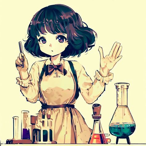 cute vintage style chemitry scientist Anime Mad Scientist, Anime Scientist Woman, Drawing Chemistry, Anime Scientist, Scientist Drawing, Scientist Character Design, Girl Scientists, Science Girl, Chemistry Lab