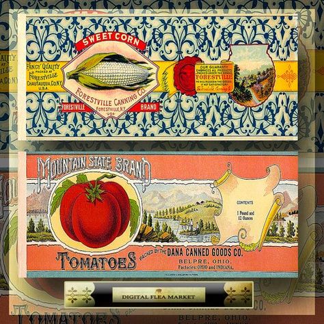 Vintage Soup Can Labels Printable Soup Can Crafts, Vintage Labels Printables Free, Free Birthday Banner, Vintage Food Labels, Seed Box, Dollhouse Printables, Labels Printables Free, Vintage Food, Gift Certificate Template