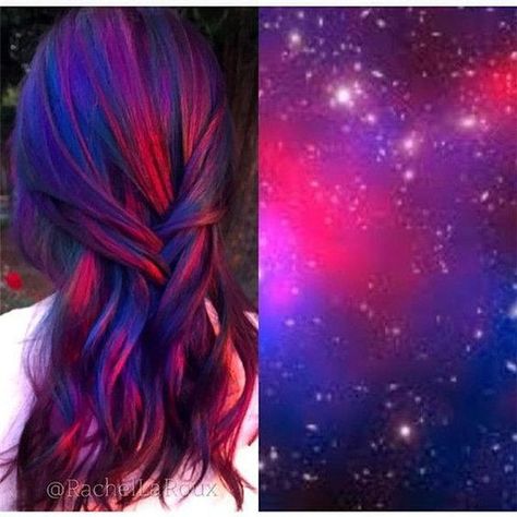 Galaxy Hair Color, Hair Drawings, Hair Colour Design, Mermaid Hair Color, Galaxy Hair, Colored Hair Tips, Creative Hair Color, Hair Color Crazy, Vlasové Trendy