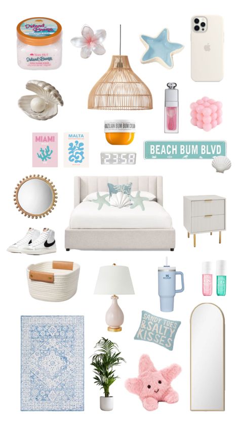 Surf Room Decor, Coastal Room Decor, Ocean Room Decor, Summer Room Decor, Beach Room Decor, Cute Bedroom Ideas, Bedroom Decor Inspiration, Preppy Room Decor, Beach Bedroom