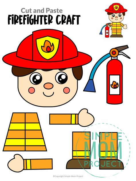 Fireman Crafts, Community Helpers Preschool Crafts, Community Helper Lesson, Community Helpers Crafts, Firefighter Crafts, Safety Crafts, Community Helpers Theme, Firefighter Art, Community Helpers Preschool